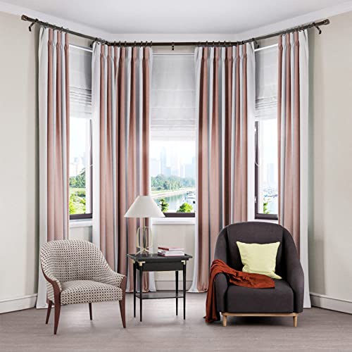 Hotozon 1 Inch Bay Window Curtain Rods, 36-72 Inch Center Rod For Window (24 To 68 Inch), 20-36 Inch Side Rods For Windows (16-32 Inch), Antique Bronze, End Cap Finials #TOP1