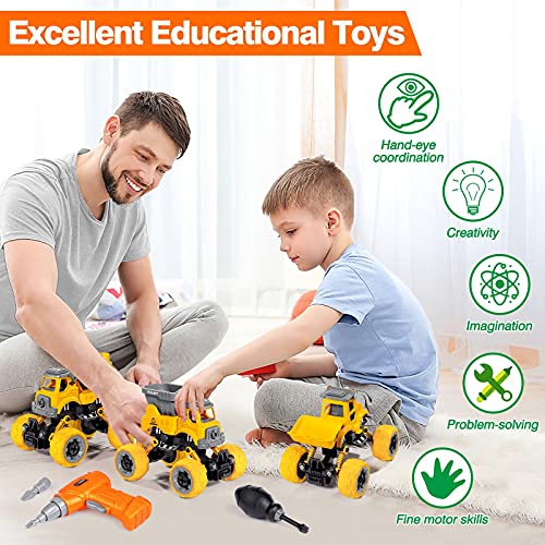 LUDILO 4PCS Take Apart Toys for 4 Year Old Boys Construction Toys with Electric Drill DIY Assembly Building Stem Toys Trucks Gifts for 3 4 5 6 7 8 Year Old Boys Girls Kids Learning Educational Toys - Image 6