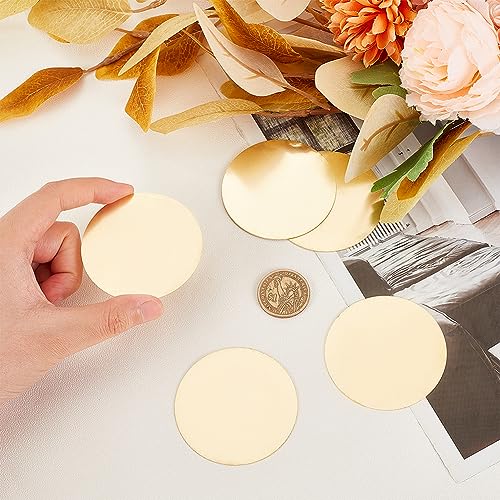 OLYCRAFT 5 Stück Runde Messingblech 6 cm Durchmesser Roségold Messingblech Kupferblech Rundes Messingscheibenblech Für Metallstanzmodelle Heimwerker Elektrizität Gravur - 0.5 mm Dick