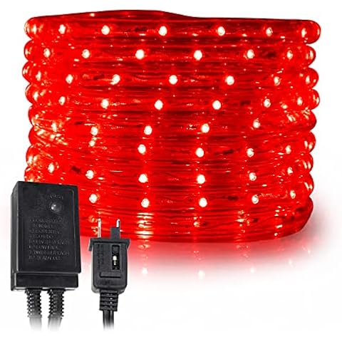 West Ivory 648LEDs, 60ft Red LED Rope Light w/ 8 Mode 1/2" Thick, Controller Connectable Outdoor Permanent Waterproof Accent Exterior Lighting, ETL Certified, Holiday Christmas Backyard Decor Cover