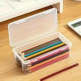 Estojo de lápis de plástico, porta-canetas, caixas de lápis de grande capacidade, suporte transparente para mesa, organizador de escritório, acessórios para organizar materiais de escritório