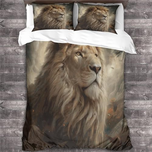 BYTUGI Parure Copripiumino Matrimoniale 3D Leone