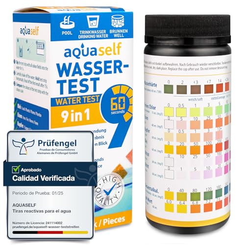 100 tiras reactivas de agua 9 en 1 - Para agua potable - Test casero para comprobar la calidad del agua