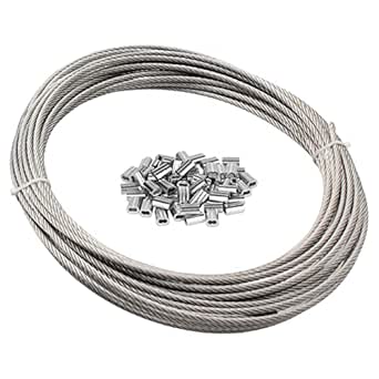 Wire Rope, 1/16 Wire Rope, 304 Stainless Steel Cable, Aircraft Cable, Steel Wire, 600FT With 200Pcs Crimping Sleeves, Clothes Line Wires, Trellis - View #10