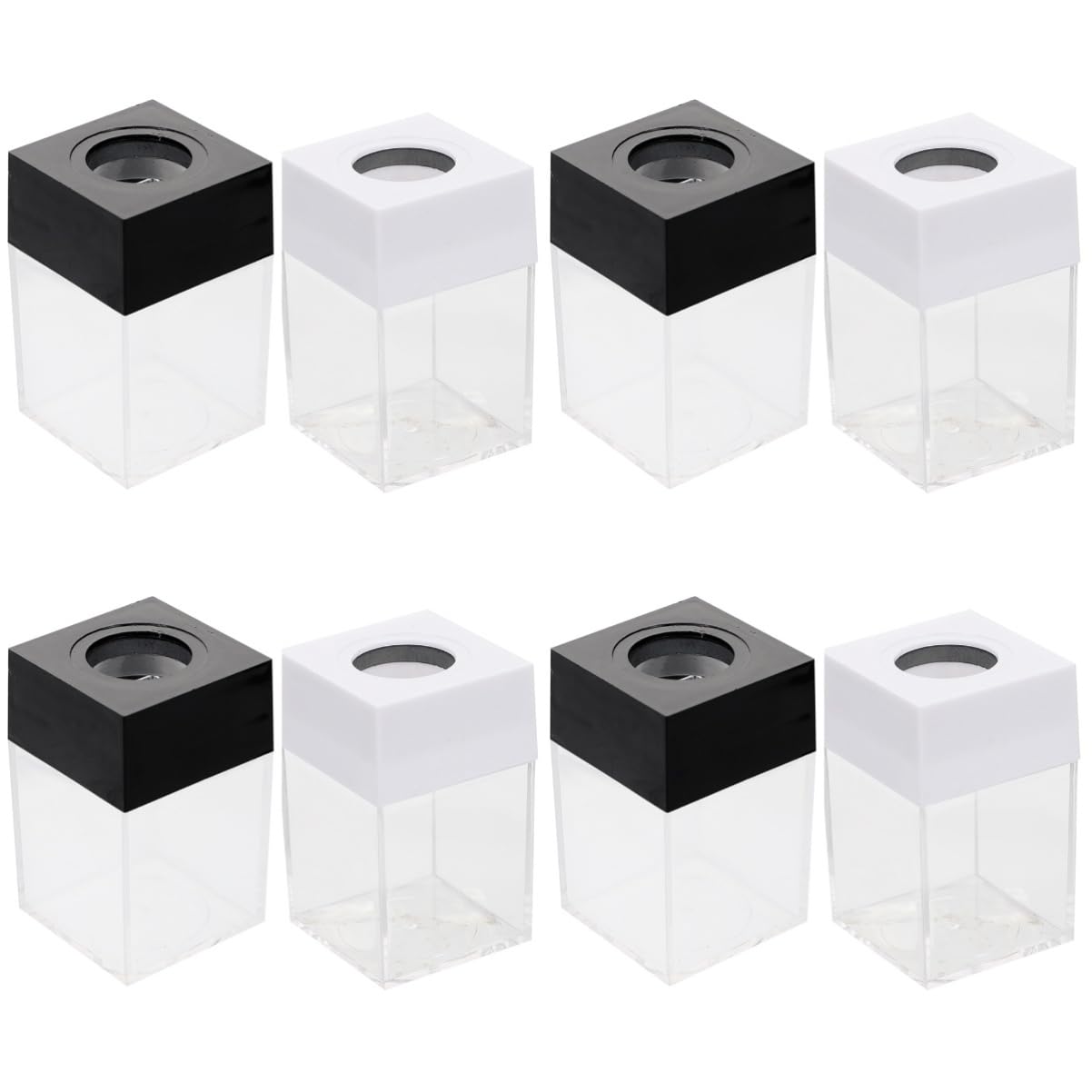 Operitacx 8pezzi Dispenser Magnetico Per Graffette Contenitore Quadrato Trasparente Per Ufficio Capacità Elevata e Coperchio Rimovibile