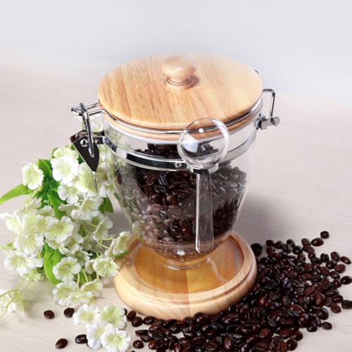 Bote de plástico para té y café con tapa hermética de roble para hogar 6