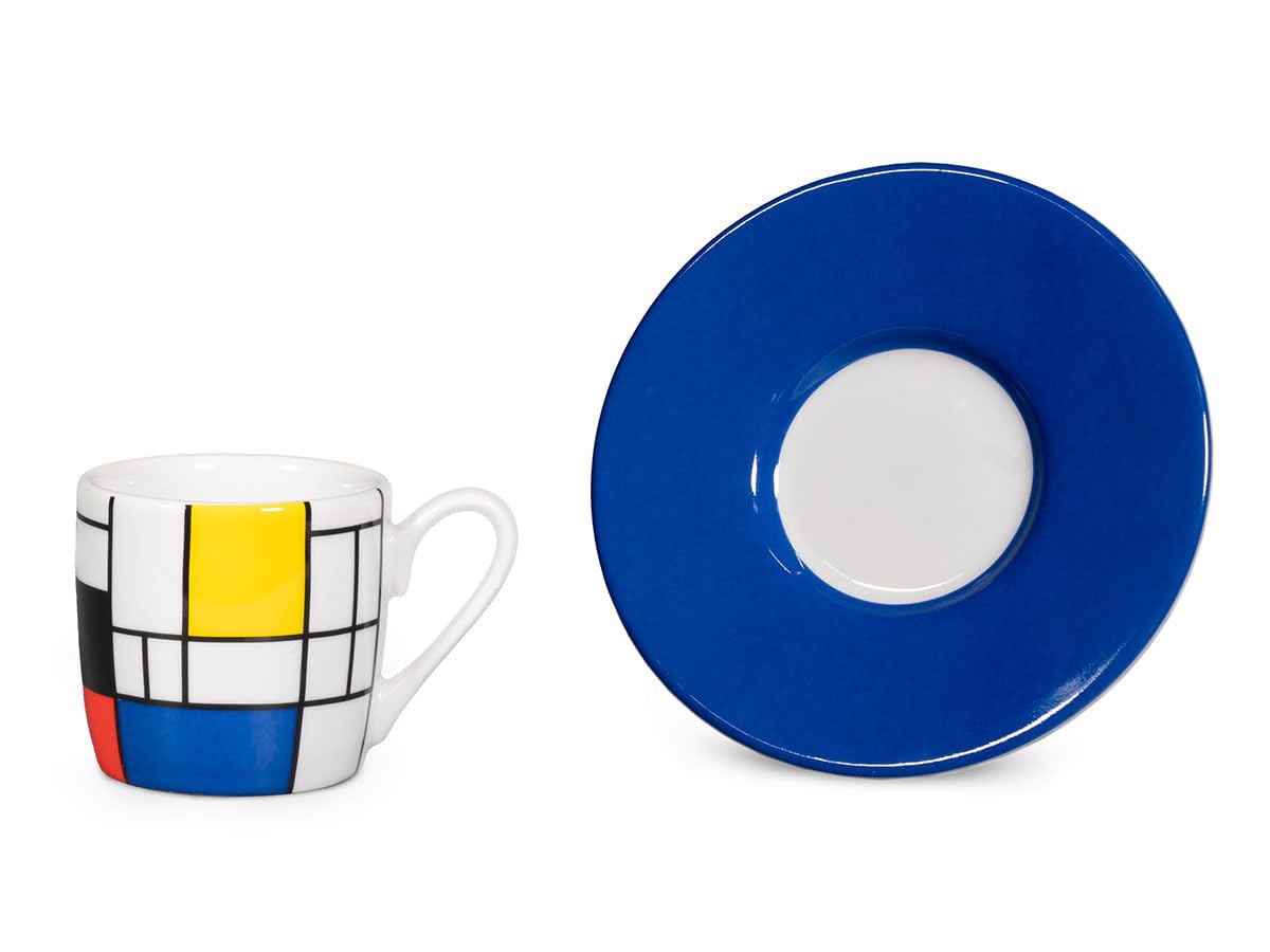 Könitz Espresso Tassen Set Mondrian Small Fragments. 4 Kaffeetassen 65ml aus Porzellan. Espressotassen modern, bunt