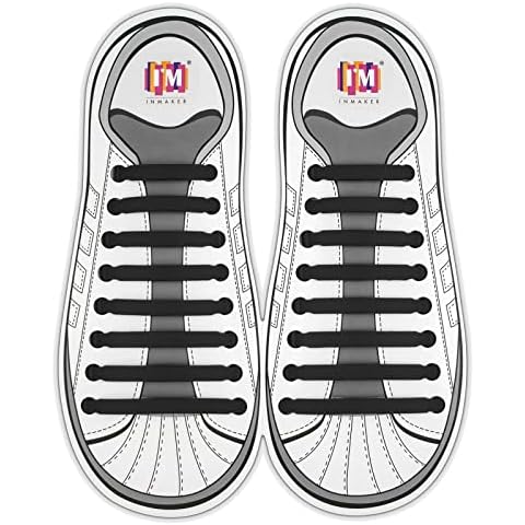 INMAKER No Tie Laces for Kids and Adults, Silicone Flat Shoe Laces for Trainer, Elastic Waterproof Tieless Running Shoe Laces Cover