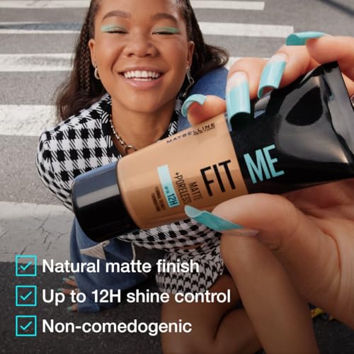 Maybelline New York Fit Me Matte+Poreless matujący podkład dla skóry mieszanej i tłustej, fluid z glinką kosmetyczną, naturalny mat bez świecenia, 105 Natural Ivory, 30 ml