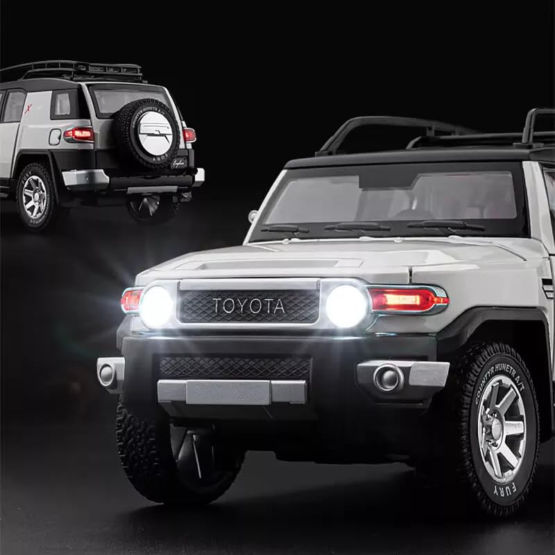 Image of Invite Enterprise Invite Compatible for1:24 Toyota FJ Cruiser Toy Car Model, Diecast Collectible Pull Back Model Car with Sound and Light, Toy Gift Vehicles for Adults Kids Boys Girls [Grey]