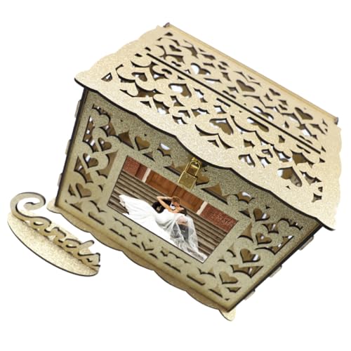 Caja de madera dorada POPETPOP con acabado calado ornamental premium 2