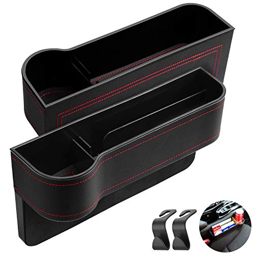 Dprofy Multifunctional Car Seat Organizer - 2 Pack Car Seat Organizer Front Seat Gap Filler with Cup Holder and 2 Hooks