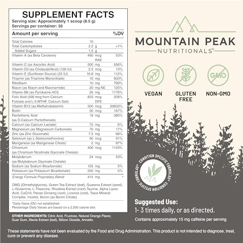 Energy Formula - Multivitamin & Mineral Supplement with Electrolytes - for Calm & Focused Stamina - Non-GMO, Vegan, Gluten-Free - Orange Flavor (255g) - Image 4