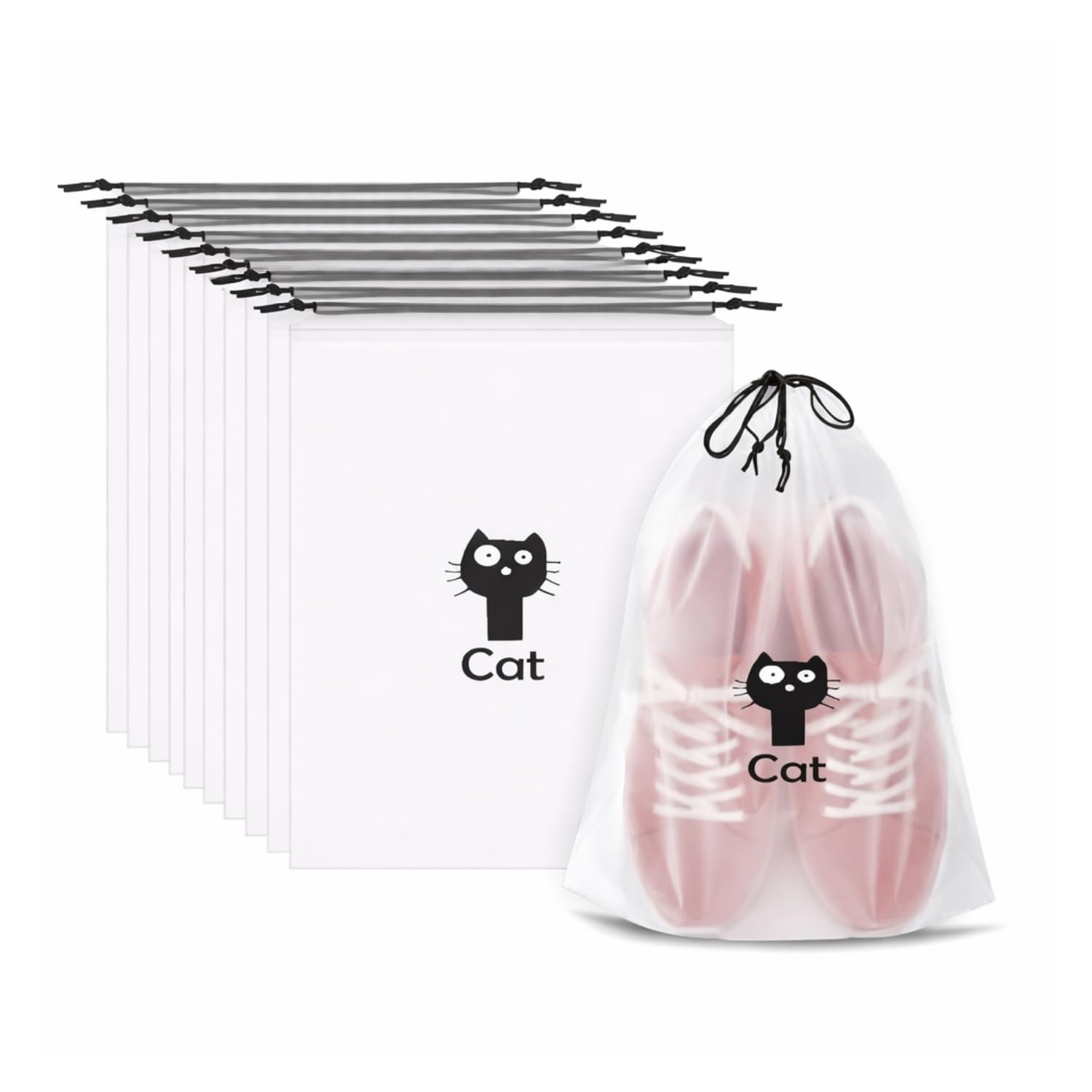 ecohp Cat Print | Shoe Bag Cover for Travel & Storage – Waterproof Drawstring Shoe Pouch | Dustproof Organizer for Shoes, Slippers & Sneakers | (Pack of 15)-picture-40