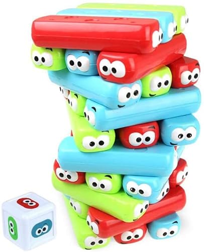 wonuu Timber Tower Block Stacking Game Colored Cartoon Plastic Building Blocks Board Educational Toy Game - Thumbnail 6