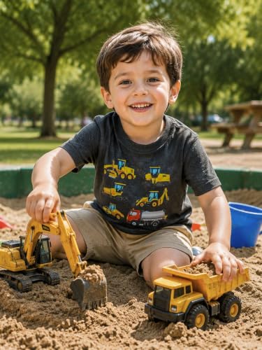 Funnycokid Toddler Boys Shirts 4T 5T Tshirt Construction Truck Grey - image 7