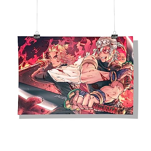 Image of MCSID RAZZ - Demon Slayer - Sound and Flame Hashira Design A4 Size Poster (With Frame) - Best Gift For Demon Slayer Fans /Best Artifacts To Your Home & Decor /For Anime Fandom
