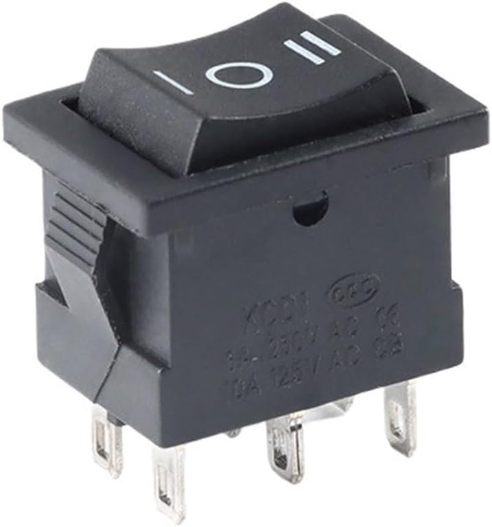5Pcs KCD1 Rocker Switch Black White Red Green LED 2/3/4/6 Pin 2 Gear 3 Gear ON Off ON 10A 6A Straight Pins Curved Pins KCD1-101(Green LED 4P 2Gear)
