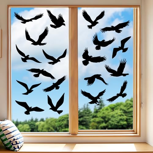 Moxled 20 Fensteraufkleber Vogelschutz Fenstersticker Vogelaufkleber für Fensterscheiben Schwarz Wiederverwendbar Statisch Haftende PVC Vogelschutz Aufkleber Fenster Fensterbilder Selbstklebend
