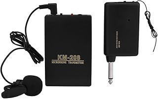 Yunir Wireless Lavalier Microphone Kit, Mini Lapel Rechargeable Mic System Interview Microphone with FM Transmitter and Receiver, for Interview, Teaching, Video,Studio