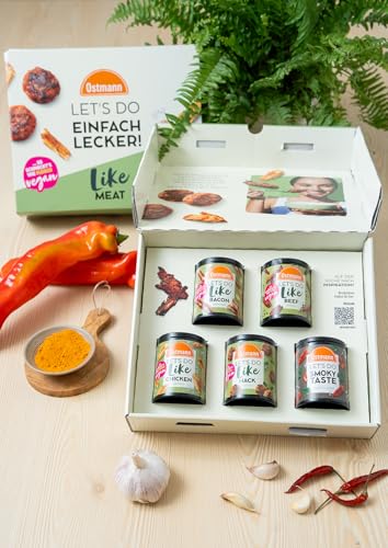 Ostmann Gewürze - Like Meat Geschenkbox | Mit 5 Let's Do Gewürze in recyclebaren Gewürzdosen | Fleischgeschmack für ungewürzte Ersatzprodukte | Ideal für vegetarische/vegane Ernährung