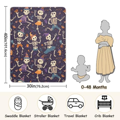 Image of Halloween Cute Skeleton Baby Blankets