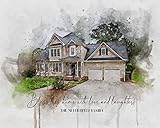 Awesometik Custom House Portrait Watercolor, Watercolor House Painting Housewarming Gift Realtor Gift