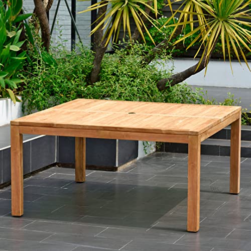 Amazonia Teak Victoria 9-Piece Teak Square Dining Set, Light Brown (Rinjani Sq_8Ninia) #TOP4