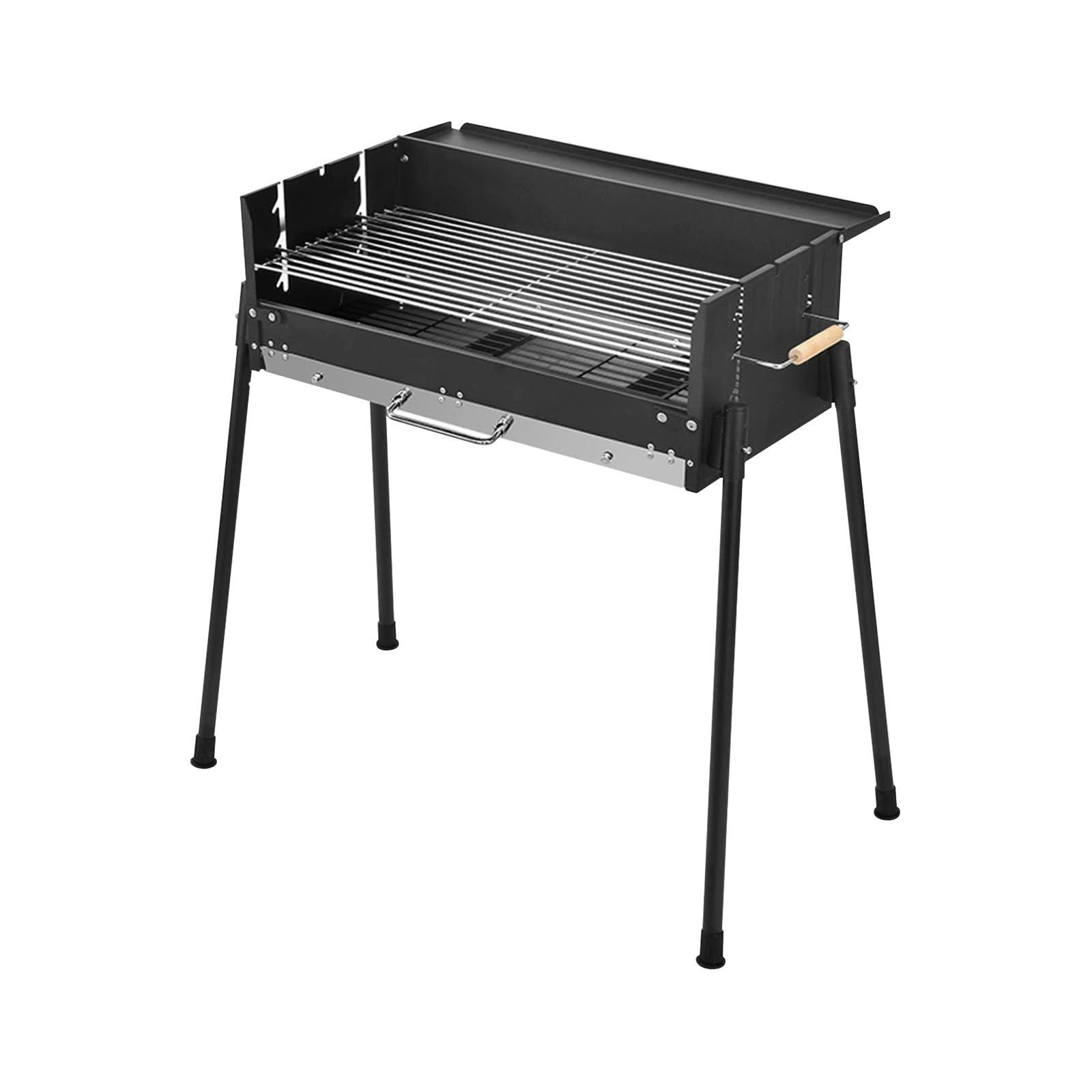 Ergocar Charcoal Barbecue Grill - Foldable No Assembly Required Thickened Stainless Steel Windproof Three-Level Temperature Control, Built-In Seasoning Tray, Suitable For Five Or More Persons