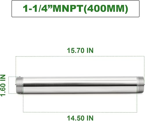 Miniatura 83 de TAISHER 2 accesorios de tubería de acero inoxidable, 1/2 "NPT x 1/2" NPT macho roscado, tubo fundido de pezón de 6 pulgadas de longitud 1.969 in