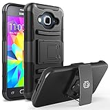 Townshop[TM] For Samsung Galaxy Avant G386 (T-Mobile) Extreme Rugged Black/Black Heavy Duty Impact Armor Hybrid Kickstand Phone Cover with Belt Clip Holster Case + Townshop[TM] Stylus Pen