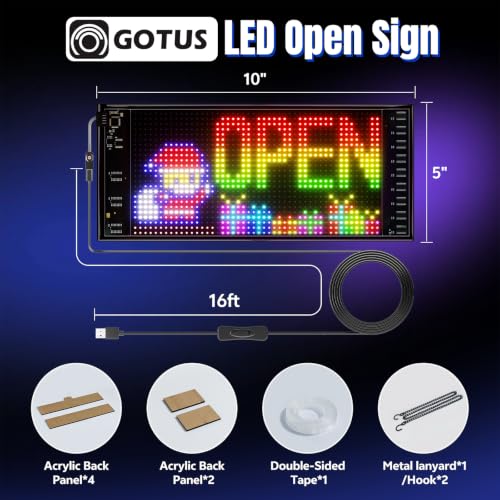Image of Programmable LED Open Sign, P5 Resolution Indoor Store LED Sign, Bluetooth APP, for Business Retail Shop Window Display (10 inch x 5 inch /P5 Res.)