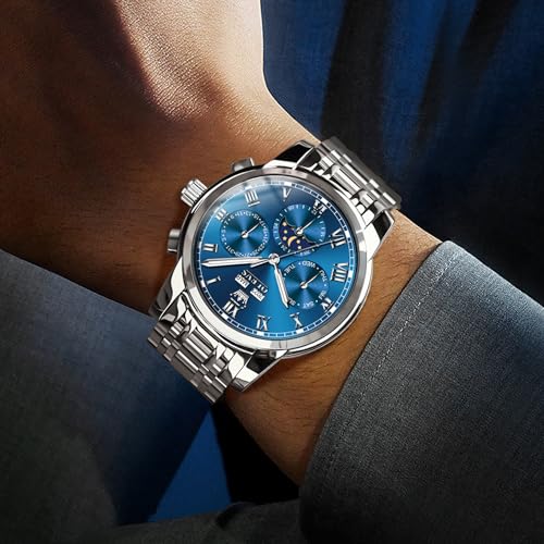 Image of OLEVS Mens Automatic Watches Self Winding Mechanical Luxury Dress Stainless Steel Waterproof Wrist Watches for Men