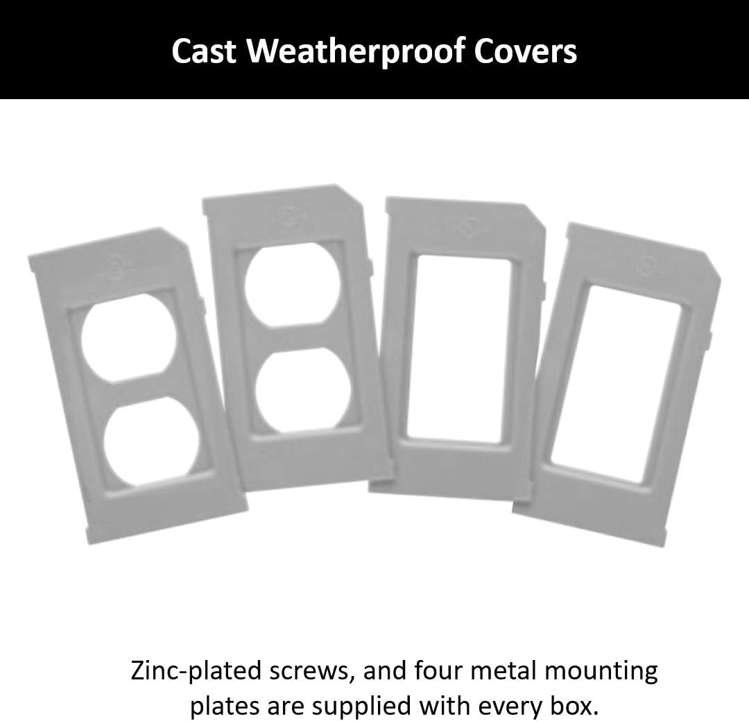 Legrand-Pass & Seymour WIUCAST2 2 Gang Cast Weatherproof Box and Cover, Die-Cast Aluminum, For Decorator/GFCI or Duplex Outlet, Gray (1 Count)