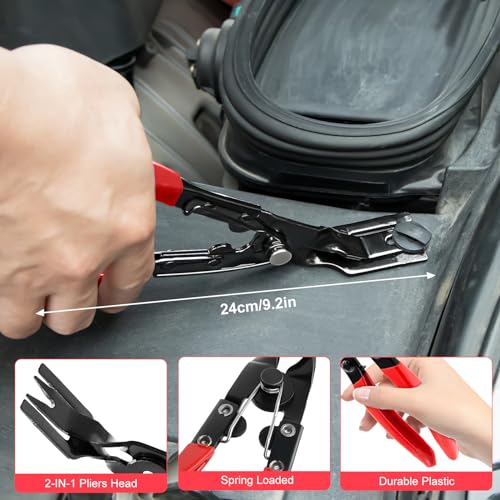 Zecirl 3 Pcs Clip Pliers and Fastener Remover,Clip Removal Tool Panel Clip Removal Pliers Car Trim Rivet Removal Pry Tool Repair Kit for Automotive Door Panel,Upholstery,Dashboard Red