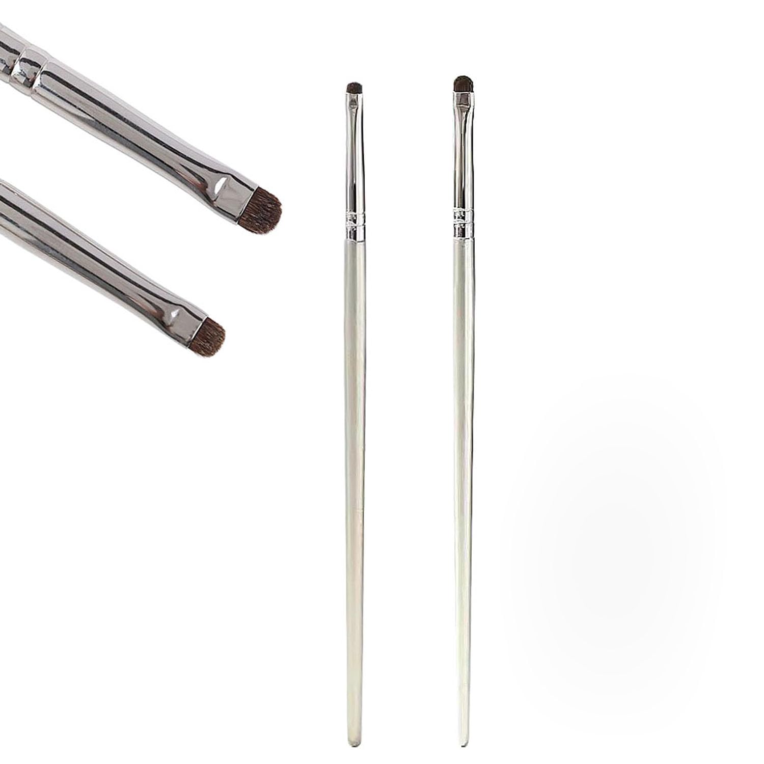 SALOCY Mini Smudge Brush for Eyeliner,2 PCS Small Smudge Brush for Precision Eyeshadow and Eyeliner,Eyeliner Brush for Powder Gel Cream Liquid