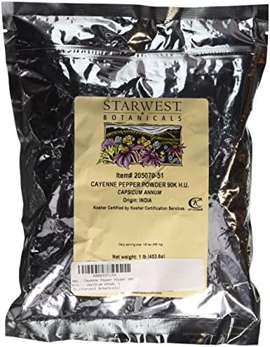 Cayenne Pepper Powder 90K H.U. - capsicum annum, 1 lb,(Starwest Botanicals)