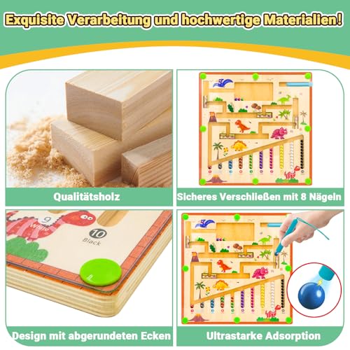 RunHero Montessori Spielzeug ab 1 Jahre Holz Magnetspiel Magnete Lernspiele Motorikspielzeug Puzzle Board Sortierspiel Kinderspielzeug Geschenk für ab 2 3 4 5 6 7 8 Jahre Kinder