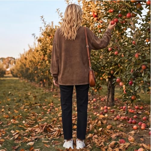 Long Sleeve Distressed Tshirt Women Washed Oversized Vintage Shirts - image 5
