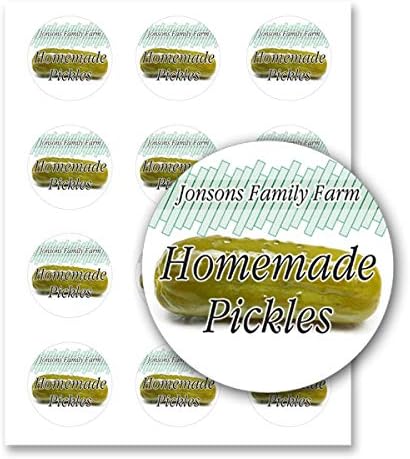 Pickles Cucumbers Round Personalized Home Kitchen Farm Business Mason Jar Leeds Sticker Labels (Label-05, 120 Labels on 10 Sheets)