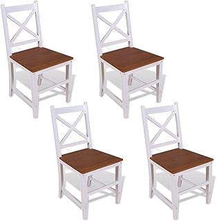 binzhoueushopping sillas de Comedor 4 Unidades de Teca Maciza y Caoba diseño único, Moderno y artístico Juego de sillas de Comedor