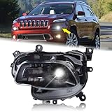 KAMDKI Left Driver Side Xenon HID Model Headlight Accessories Compatible for 2014-2018 Jeep Cherokee With Bulbs LH Head lamp Assembly 68102849AG CH2502250