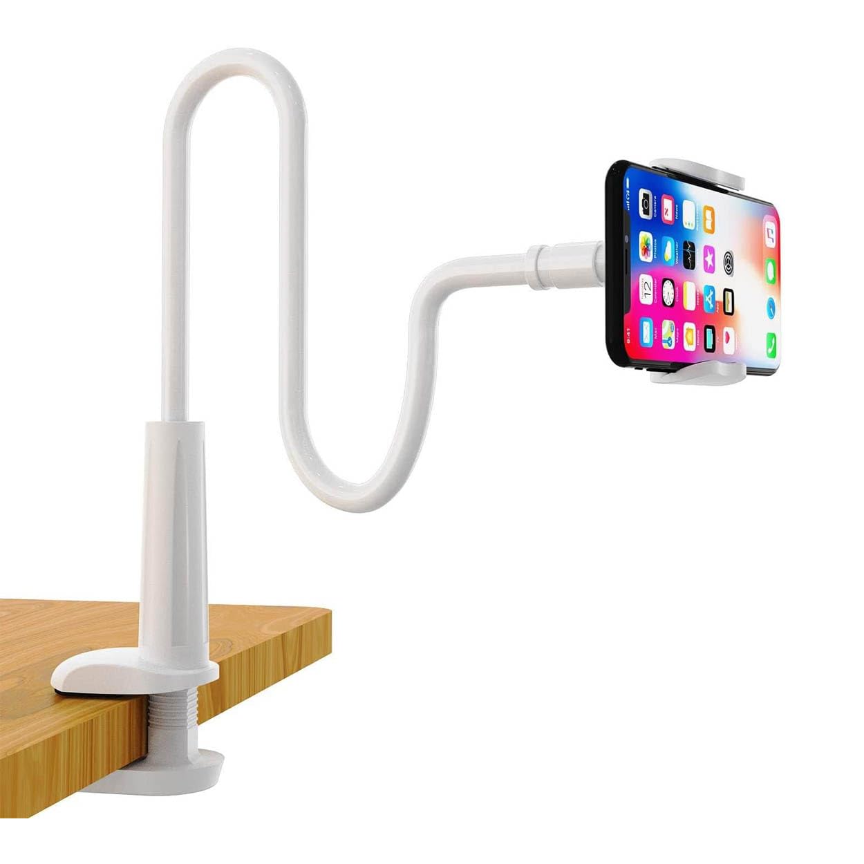 REY Universal Flexible Extendable Arm Support Clip for Mobile Phones and Tablets - White