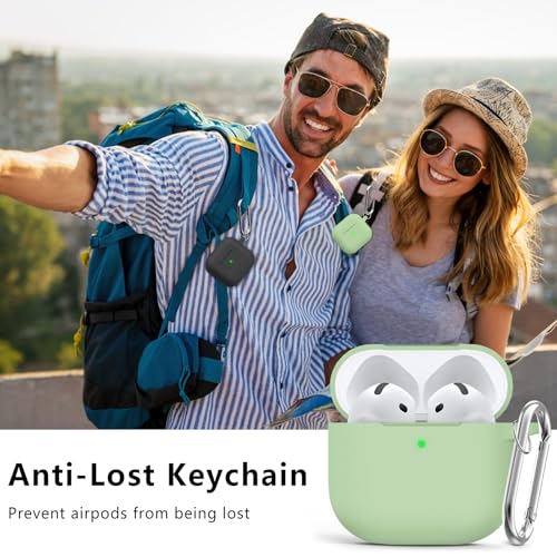 Image of Ljusmicker for AirPods 4 Case 2024 with Cleaner Kit,Pastel Green | Soft Silicone Protective Cover for Apple AirPods 4th Generation Case with Keychain for Women Men,Shockproof