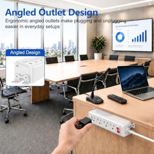 FENJIKRONIX 4 Outlet Small Power Strip, White, Mountable, 6 ft Cord - 2