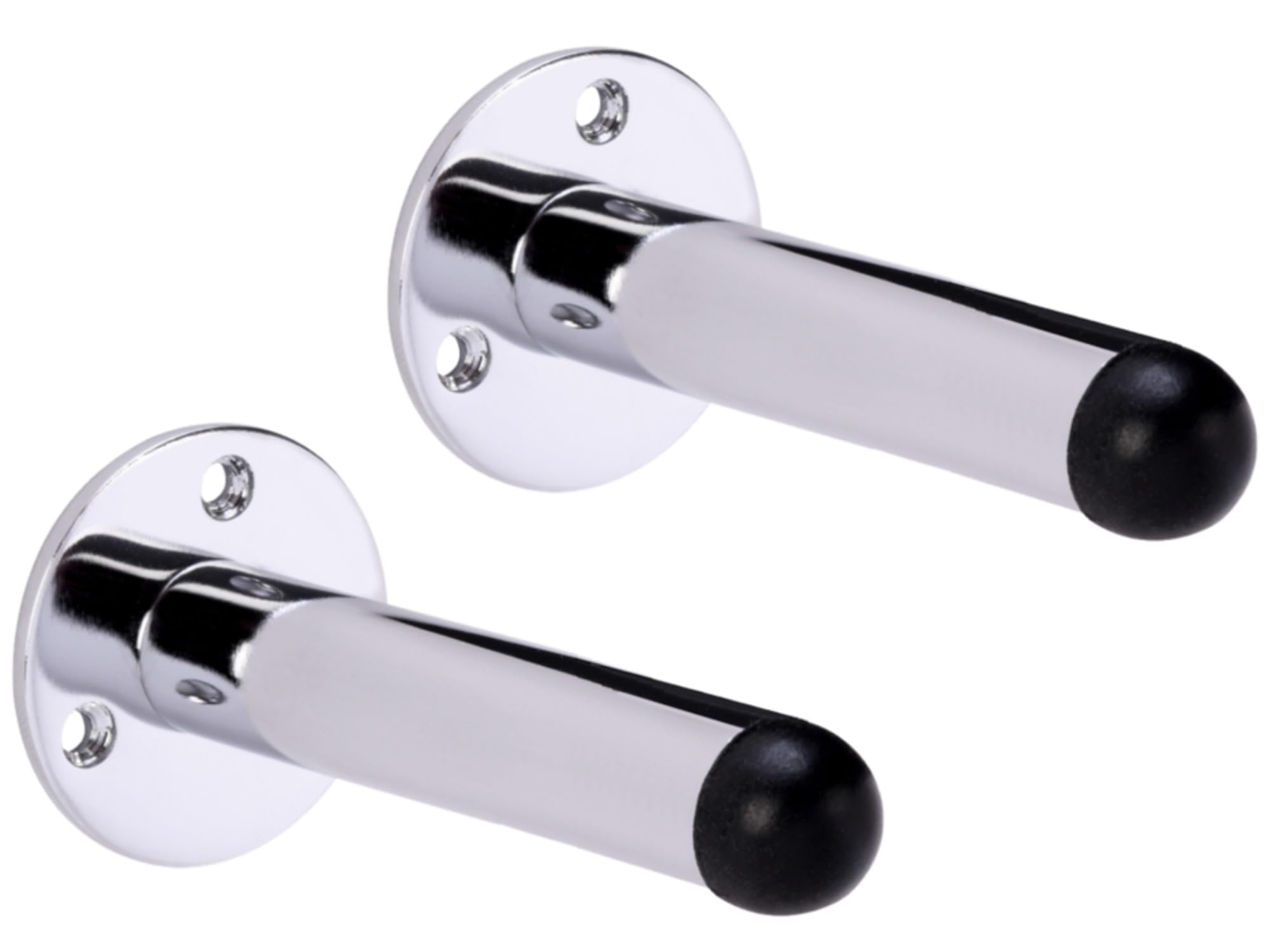 HANDLEZONE® 2 Pack 115mm Extra Long/Extended Projecting Skirting Or Wall Mounted Door Stops, Rubber Buffer Stopper - Polished Chrome