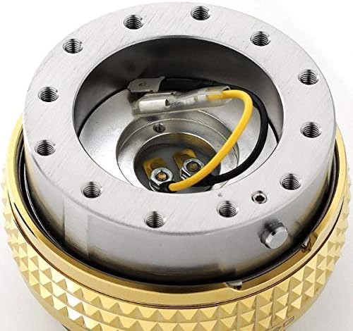 NRG (SRK-210GM-CG) Gunmetal Body/Chrome Gold Ring Gen 2.1/Pyramid Series Steering Wheel Quick Release Adapter 6-Hole