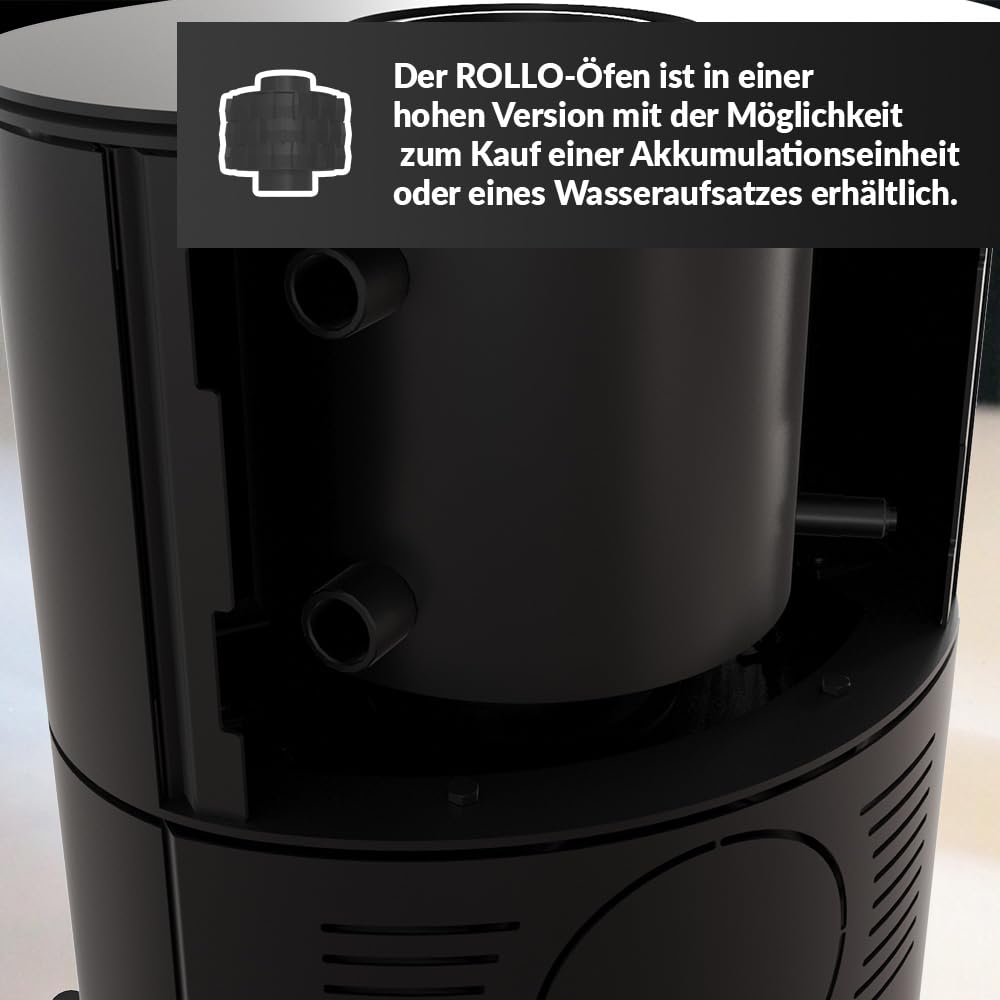 Kaminofen aus Stahl Rollo bereit Satz Ø 150 7 kW Raumluftunabhängig BImSchV 2 EEK A HKI