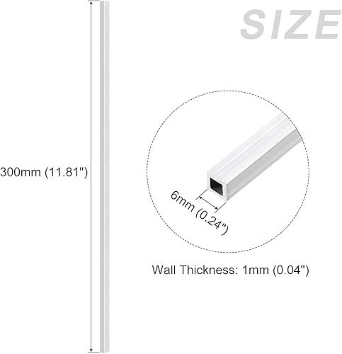 Miniatura 7 de METALLIXITY Tubo cuadrado de aluminio (0.394 in x 0.394 in x 0.039 in x 11.811 in) 2 piezas, tubo de aluminio 6063 - para muebles del hogar,
