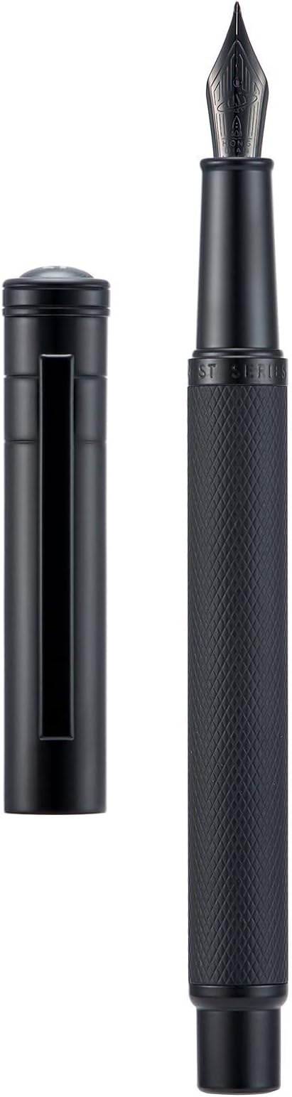 Matte Black Forest Fountain Pen Extra Fine Nib Classic Design with Converter and Metal Box Set by Hongdian